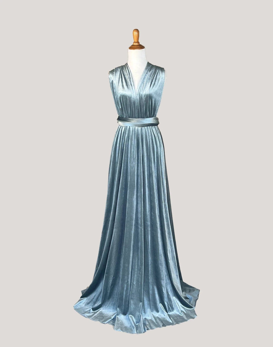 Dusty Blue Velvet Infinity Bridesmaid Dress/Customization Size ScholleDress Dusty Blue Velvet Infinity Bridesmaid Dress/Customization Size ScholleDress