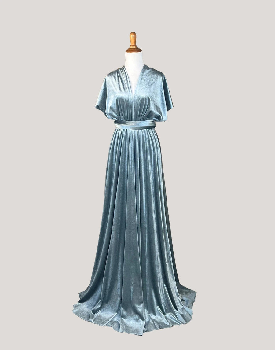 Dusty Blue Velvet Infinity Bridesmaid Dress/Customization Size ScholleDress Dusty Blue Velvet Infinity Bridesmaid Dress/Customization Size ScholleDress