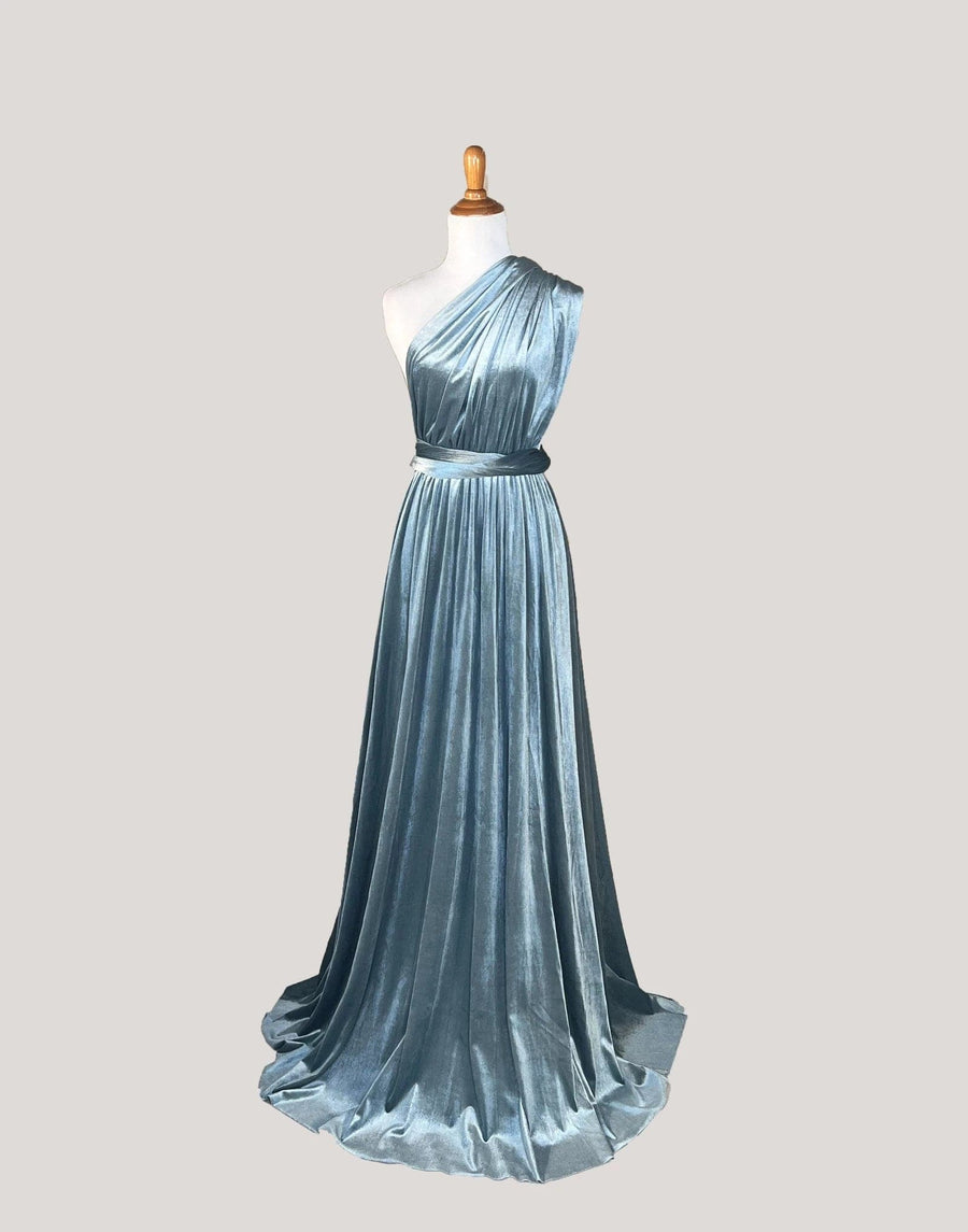 Dusty Blue Velvet Infinity Dress/ Wrap Convertible Bridesmaid Dress
