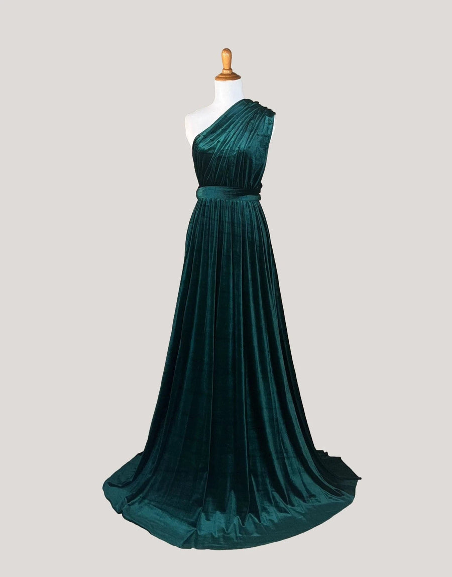 Dark Green Velvet Infinity Dress/ Wrap Convertible Bridesmaid Dress