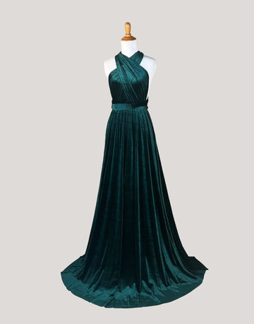 Dark Green Velvet Infinity Dress/ Wrap Convertible Bridesmaid Dress