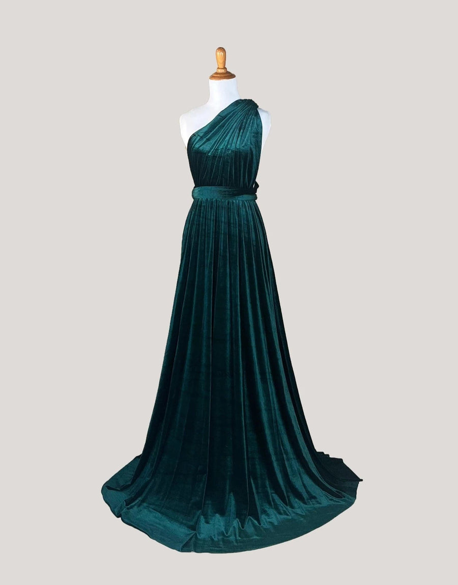 Dark Green Velvet Infinity Dress/ Wrap Convertible Bridesmaid Dress