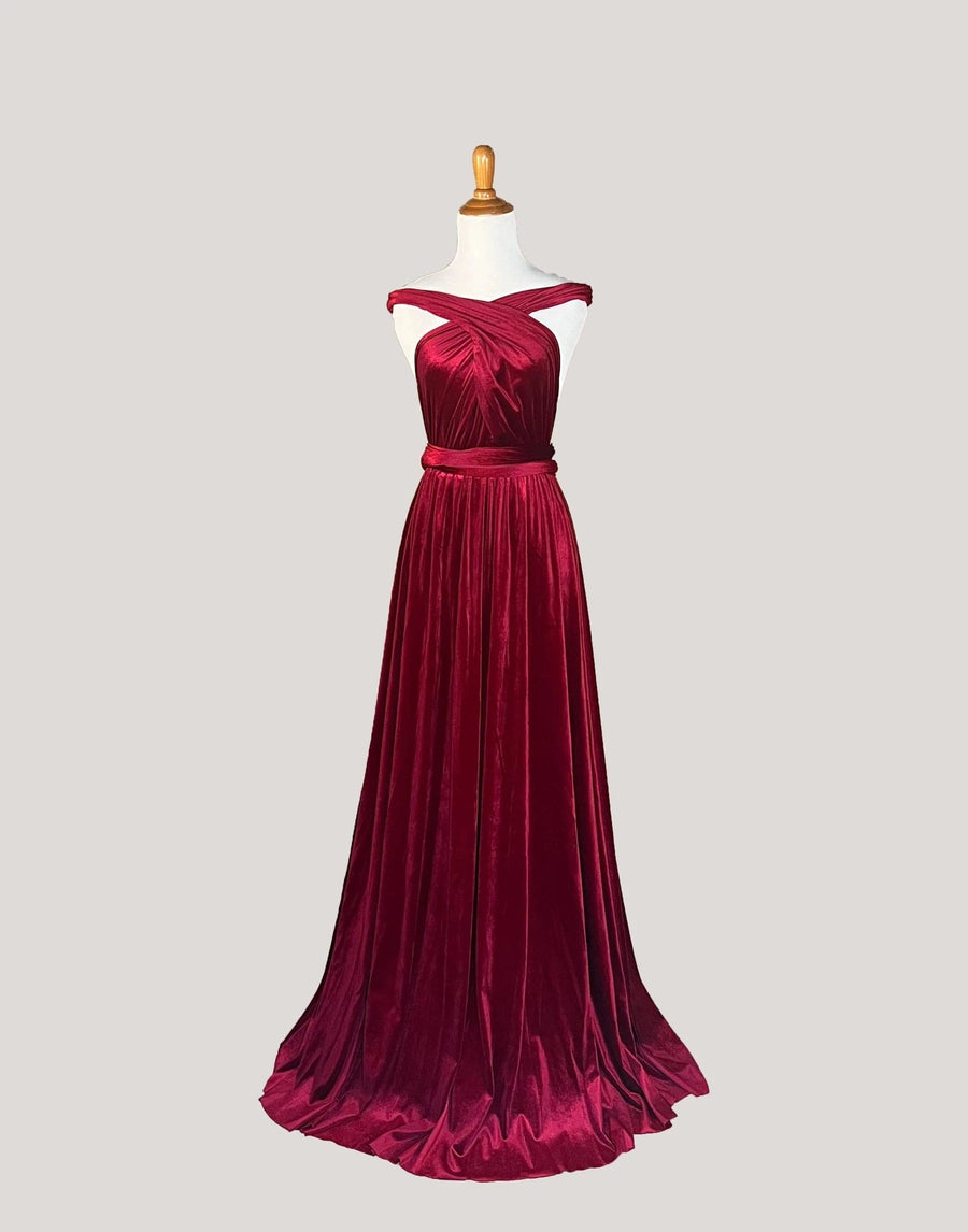 Burgundy Velvet Infinity Dress/ Wrap Convertible Bridesmaid Dress