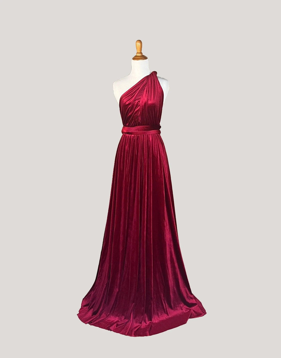 Burgundy Velvet Infinity Dress/ Wrap Convertible Bridesmaid Dress