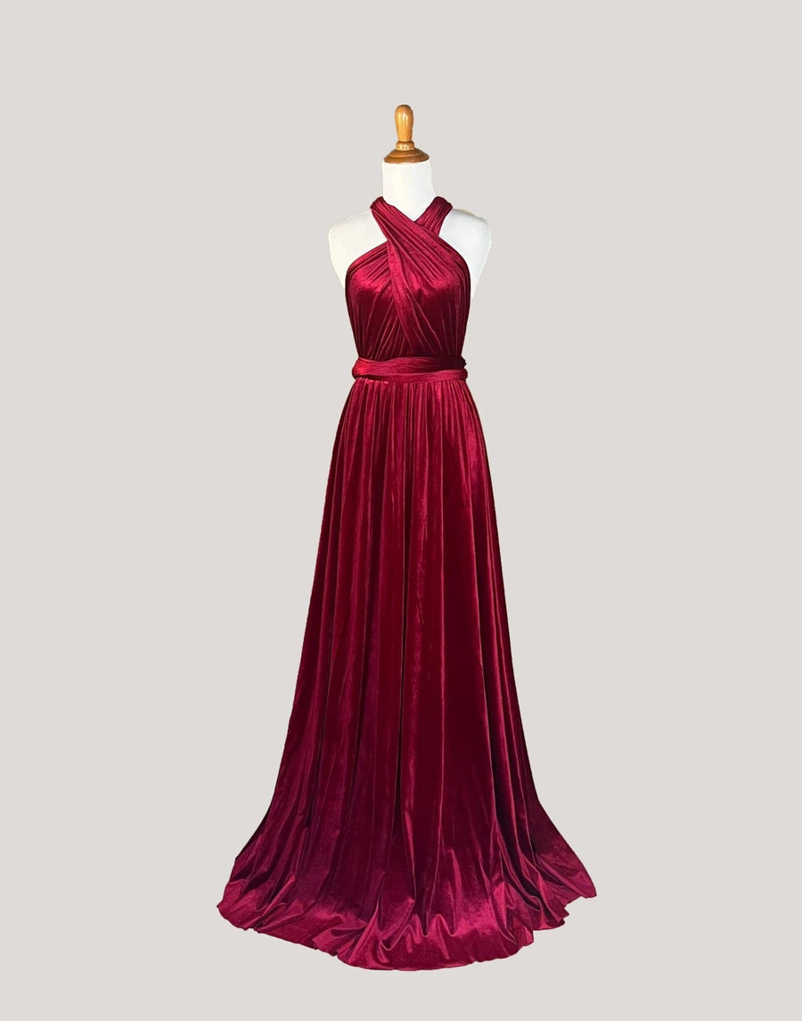 Burgundy Velvet Infinity Dress/ Wrap Convertible Bridesmaid Dress