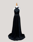 Black convertible velvet wrap dress