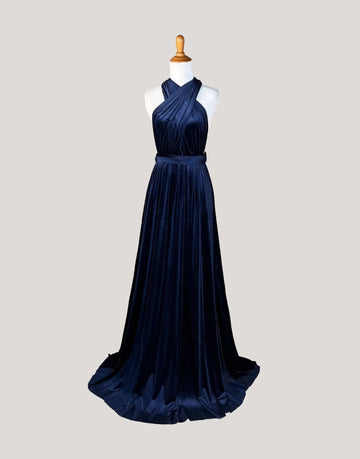 Midnight Blue Velvet Infinity Dress/ Wrap Convertible Bridesmaid Dress