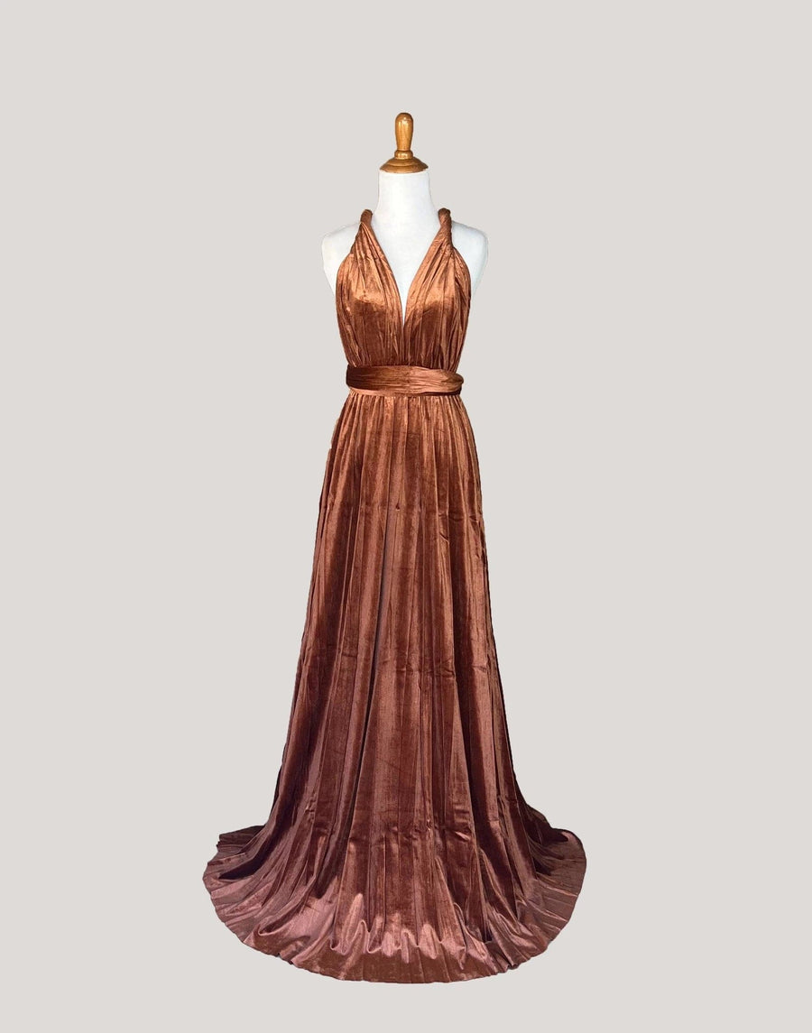 Burnt Orange Velvet Infinity Dress/ Wrap Convertible Bridesmaid Dress