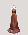 Burnt orange convertible velvet wrap dress