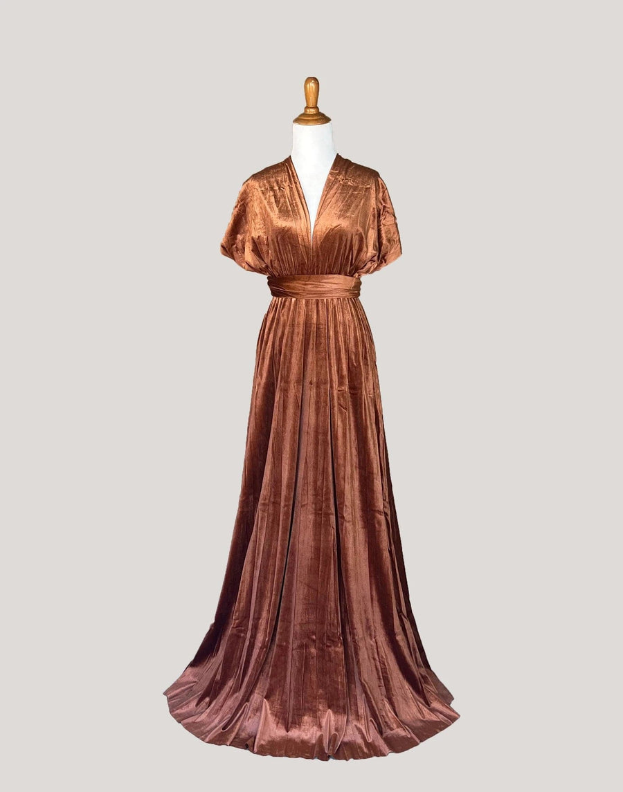 Burnt Orange Velvet Infinity Dress/ Wrap Convertible Bridesmaid Dress