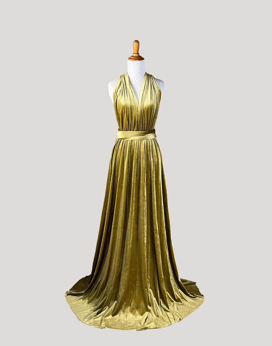 ginger bridesmaid dress Wide Strap Ruched Ginger Velvet Low Back Bridesmaid Dress
