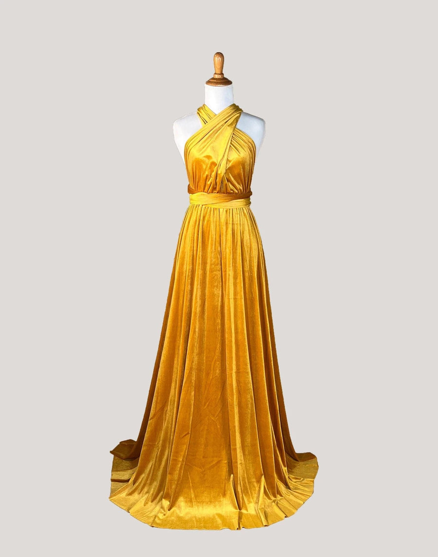 Mustard Velvet Infinity Bridesmaid Dresses/Customization Size ScholleDress Mustard Velvet Infinity Bridesmaid Dresses/Customization Size ScholleDress