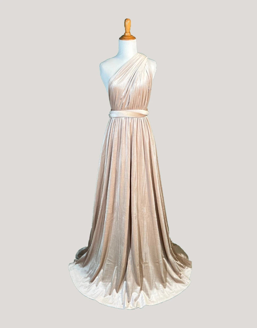 Sand Velvet Infinity Dress/ Wrap Convertible Bridesmaid Dress