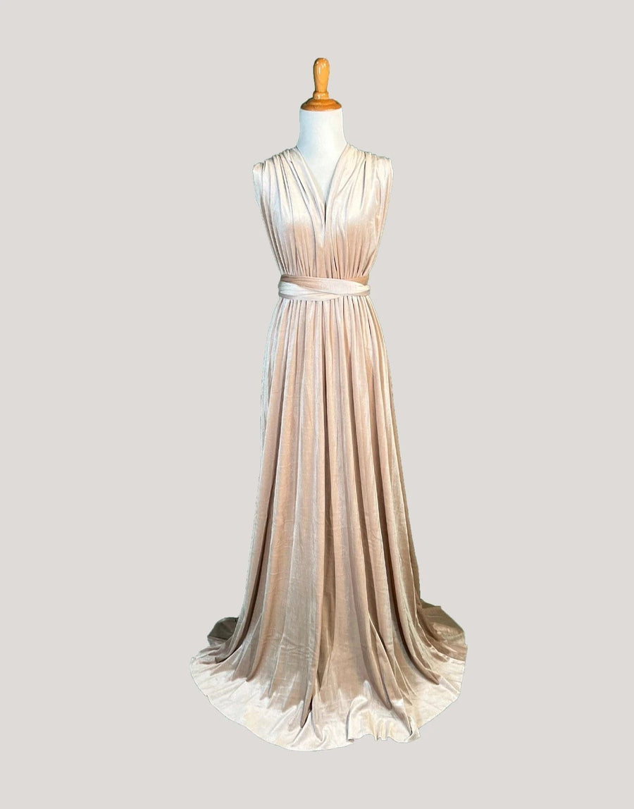 Sand Velvet Infinity Dress/ Wrap Convertible Bridesmaid Dress
