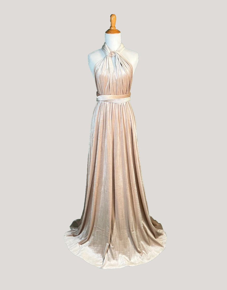 Sand Velvet Infinity Dress/ Wrap Convertible Bridesmaid Dress