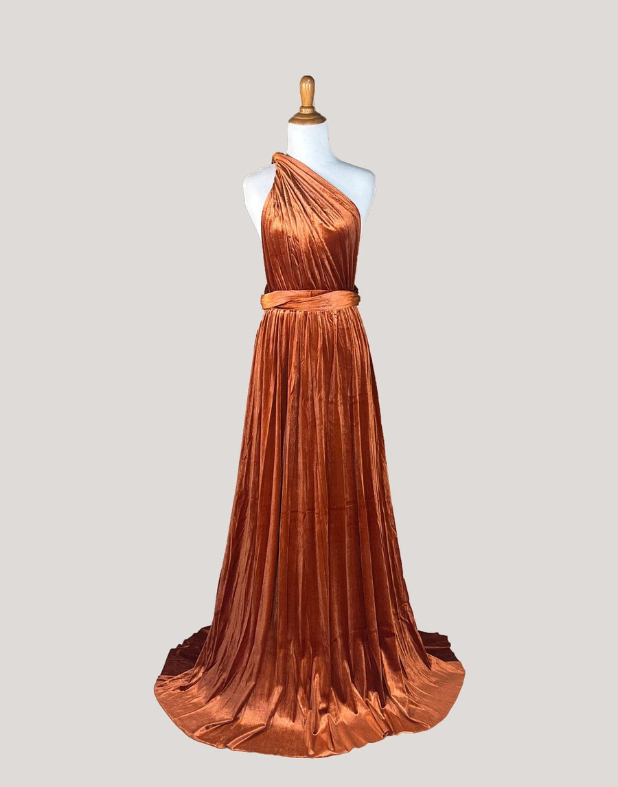 Rust Velvet Infinity Dress/ Wrap Convertible Bridesmaid Dress