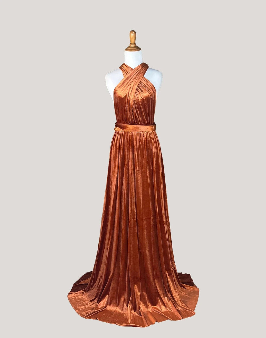 Rust Velvet Infinity Dress/ Wrap Convertible Bridesmaid Dress