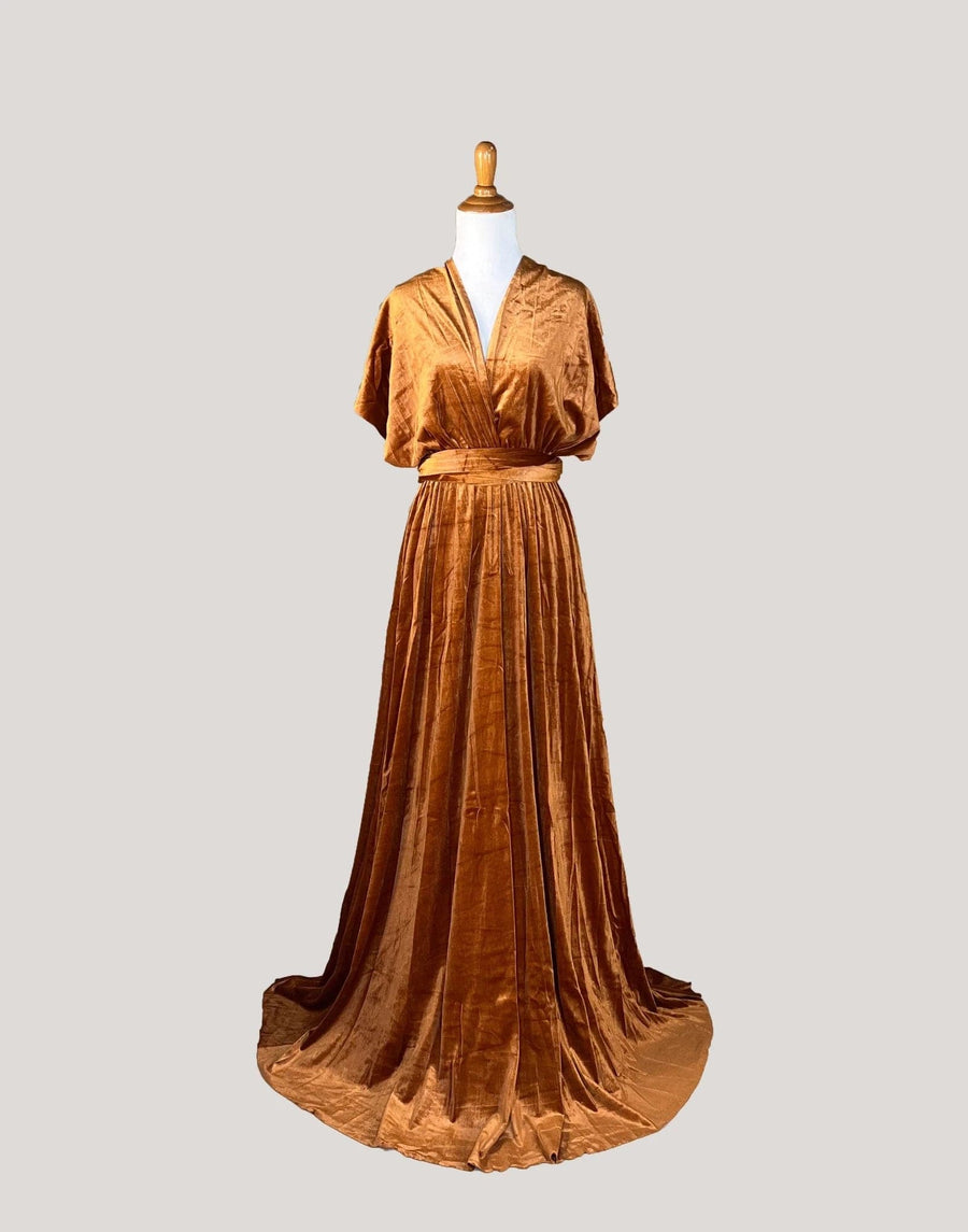 Copper Velvet Infinity Dress/ Wrap Convertible Bridesmaid Dress