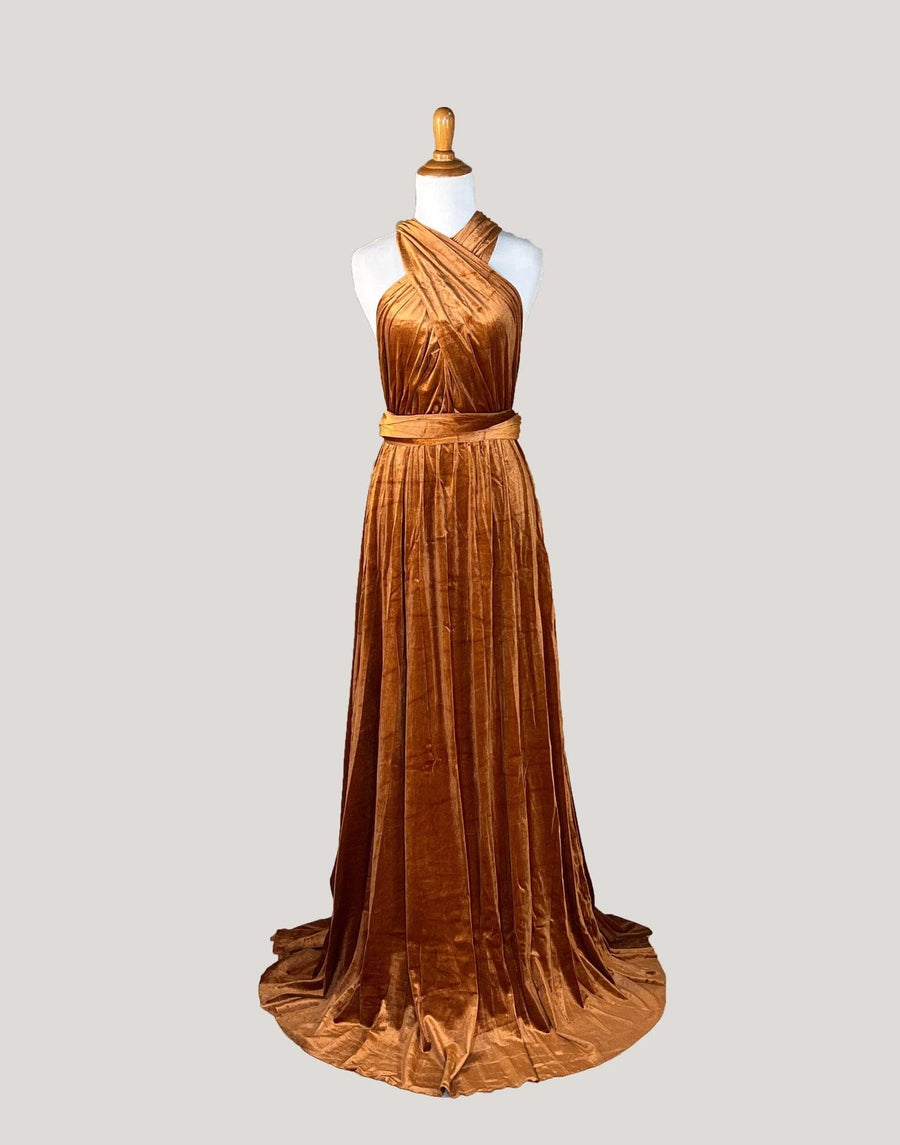 Copper Velvet Bridesmaid Dress
