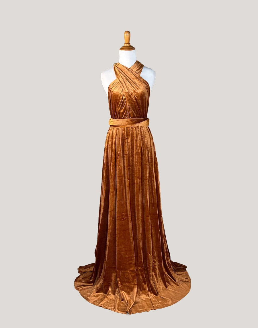 Copper Velvet Infinity Dress/ Wrap Convertible Bridesmaid Dress