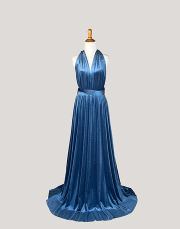 Steel Blue Velvet Infinity Dress/ Wrap Convertible Bridesmaid Dress