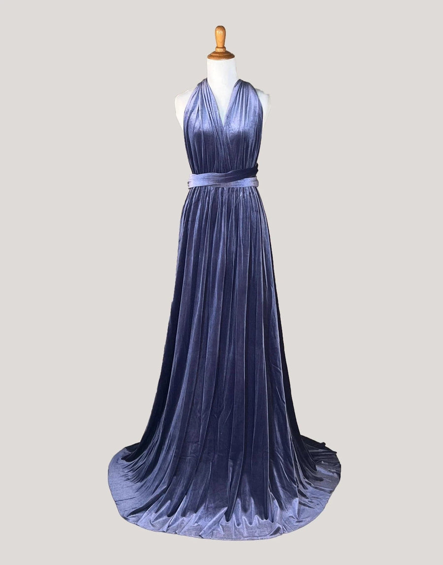  Purple Grey Velvet Infinity Dress/ Wrap Convertible Bridesmaid Dress