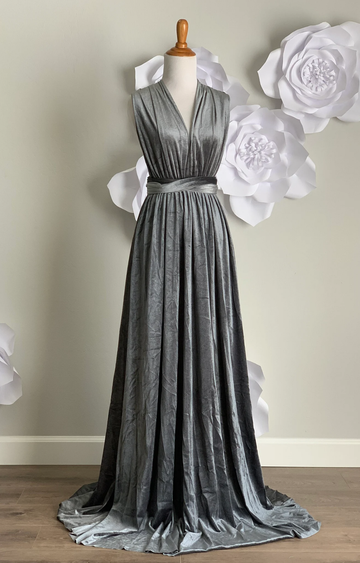 Smoke Grey Velvet Infinity Dress/ Wrap Convertible Bridesmaid Dress