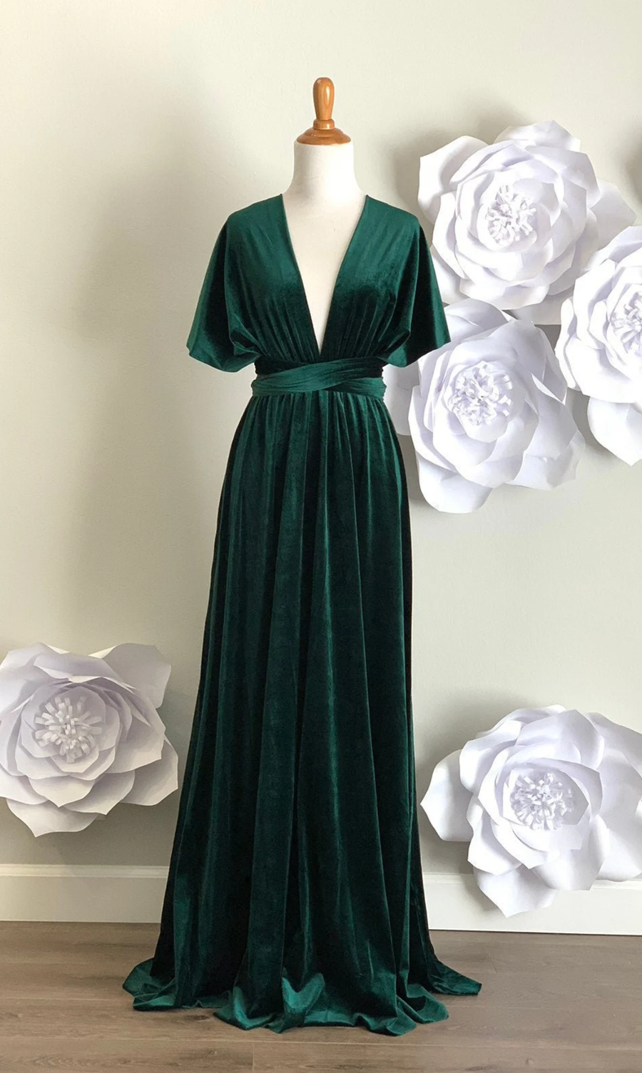 Dark Green Velvet Infinity Dress/ Wrap Convertible Bridesmaid Dress