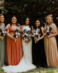 Custom velvet bridesmaid dress side view