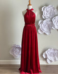 Burgundy velvet bridesmaid dress for fall wedding