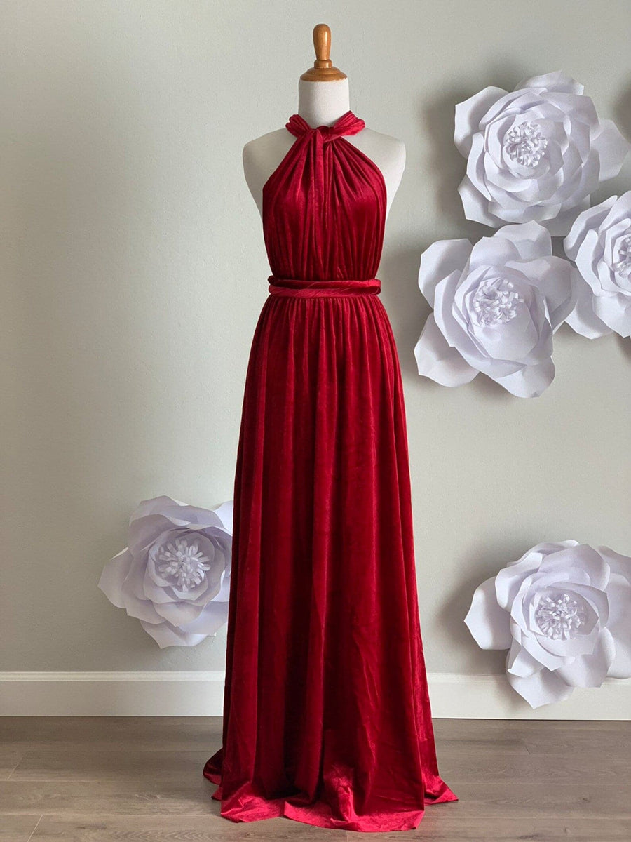 Burgundy Velvet Infinity Dress/ Wrap Convertible Bridesmaid Dress