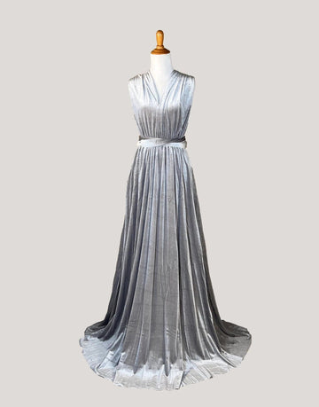 Sliver Grey Velvet Infinity Dress/ Wrap Convertible Bridesmaid Dress