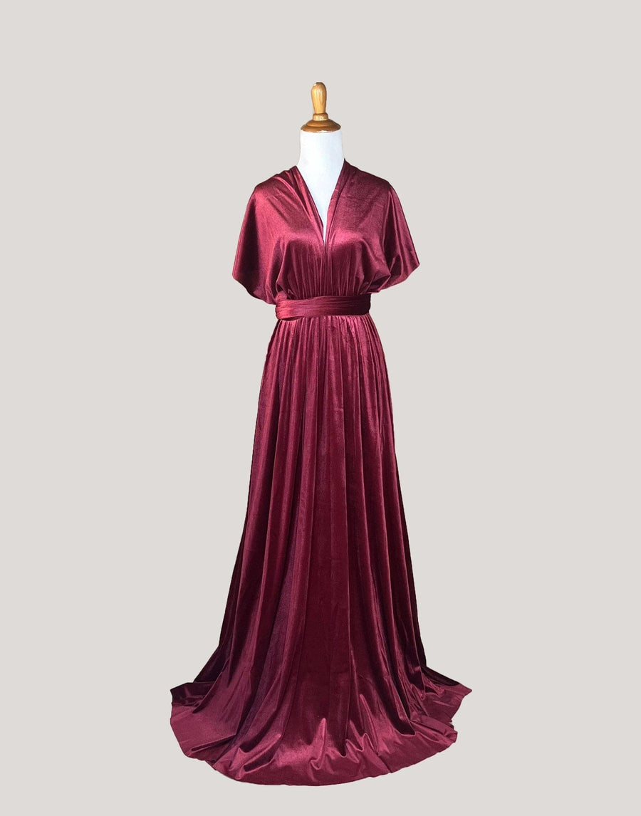 Cranberry Velvet Infinity Dress/ Wrap Convertible Bridesmaid Dress