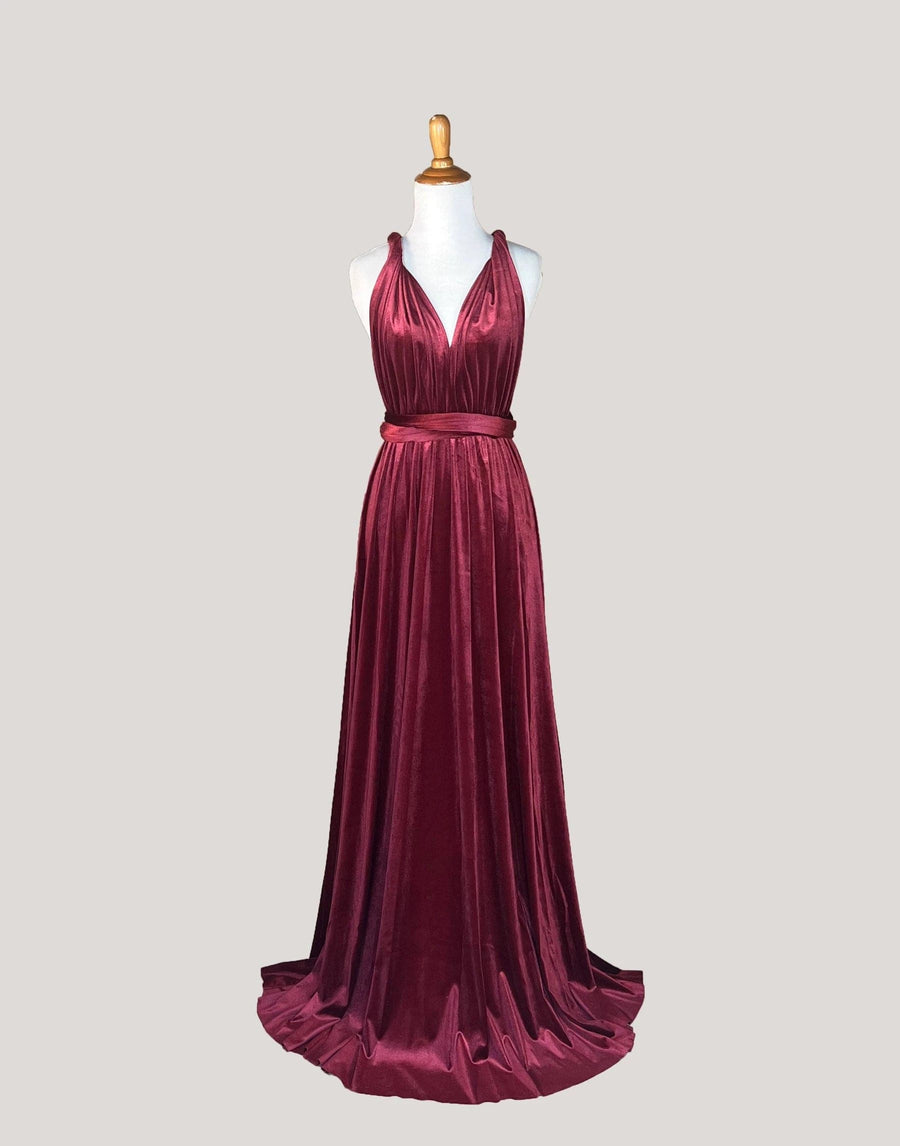 cranberry long bridesmaid dresses Cranberry Velvet Infinity Bridesmaid Dress/Customization Size ScholleDress