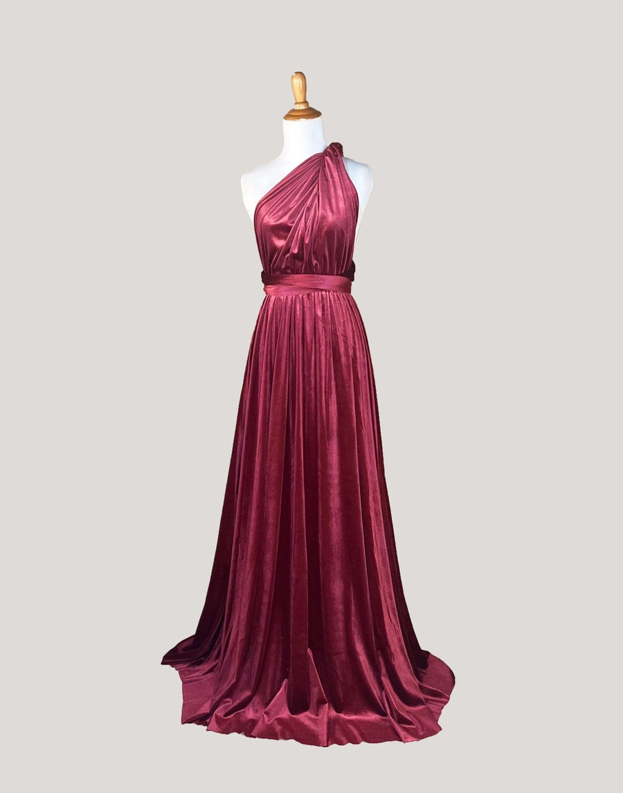 Cranberry Velvet Infinity Dress/ Wrap Convertible Bridesmaid Dress