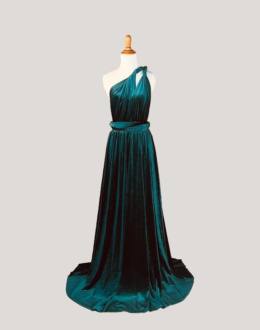 Emerald Green Velvet Infinity Dress/ Wrap Convertible Bridesmaid Dress